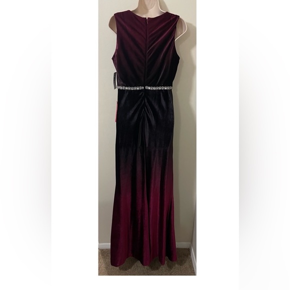 Ignite Velvet Ombre A Line Cowlneck Dress with Beading. Size 6. NWT - Picture 3 of 15